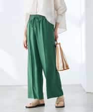 K3LGD15049 a.v.v Elmi(アー・ヴェ・ヴェ) 【低身長サイズ/接触冷感/速乾/UVカット/イージーケア】イージーワイドパンツ グリーン