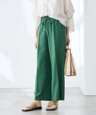 K3LGD15049 a.v.v Elmi(アー・ヴェ・ヴェ) 【低身長サイズ/接触冷感/速乾/UVカット/イージーケア】イージーワイドパンツ グリーン