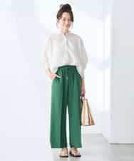 K3LGD15049 a.v.v Elmi(アー・ヴェ・ヴェ) 【低身長サイズ/接触冷感/速乾/UVカット/イージーケア】イージーワイドパンツ グリーン