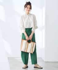 K3LGD15049 a.v.v Elmi(アー・ヴェ・ヴェ) 【低身長サイズ/接触冷感/速乾/UVカット/イージーケア】イージーワイドパンツ グリーン