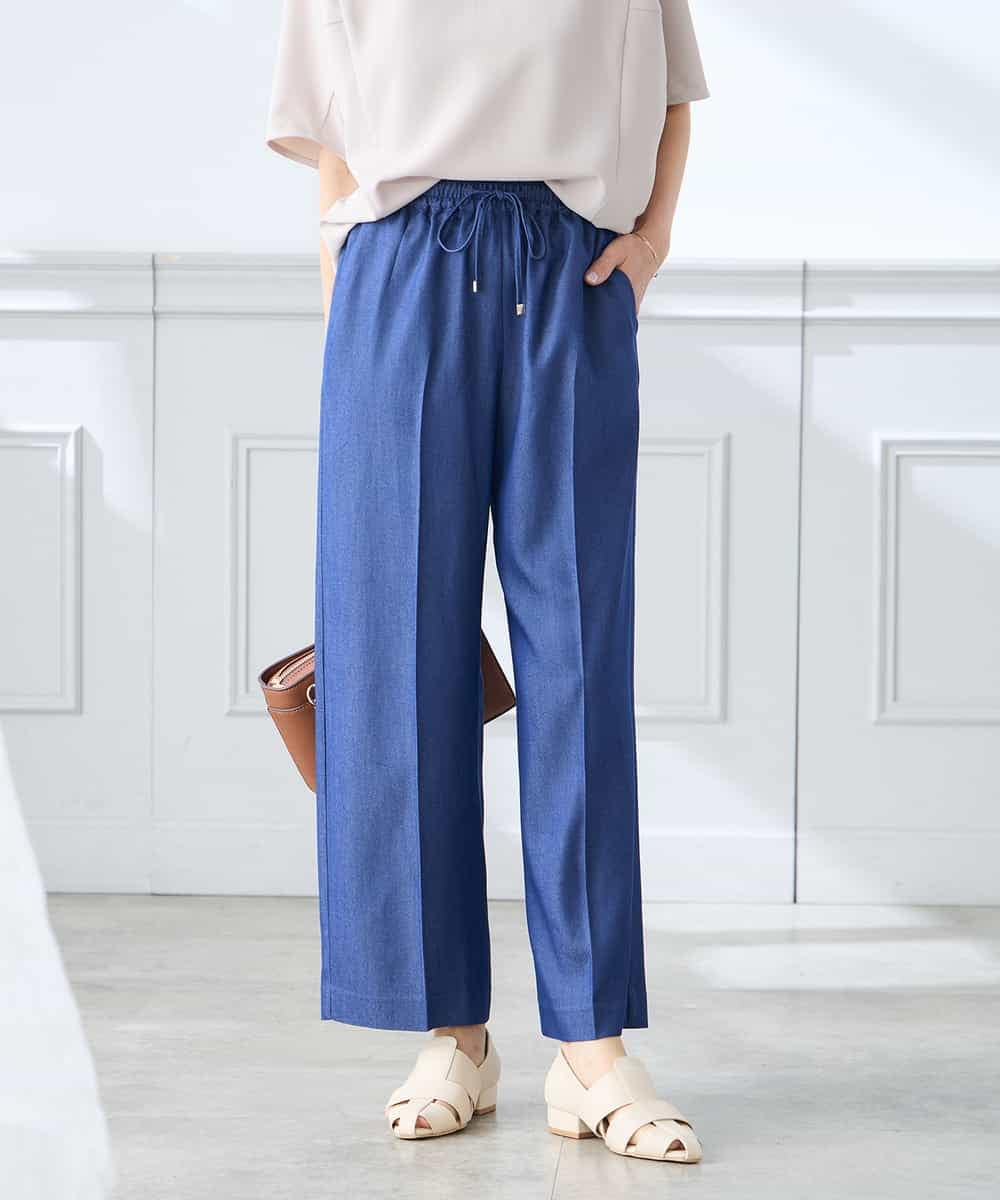 K3LGD15049 a.v.v Elmi(アー・ヴェ・ヴェ) 【低身長サイズ/接触冷感/速乾/UVカット/イージーケア】イージーワイドパンツ グリーン