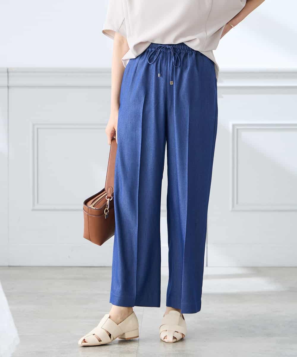 K3LGD15049 a.v.v Elmi(アー・ヴェ・ヴェ) 【低身長サイズ/接触冷感/速乾/UVカット/イージーケア】イージーワイドパンツ グリーン