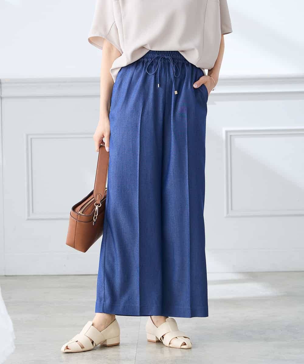 K3LGD15049 a.v.v Elmi(アー・ヴェ・ヴェ) 【低身長サイズ/接触冷感/速乾/UVカット/イージーケア】イージーワイドパンツ グリーン