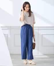 K3LGD15049 a.v.v Elmi(アー・ヴェ・ヴェ) 【低身長サイズ/接触冷感/速乾/UVカット/イージーケア】イージーワイドパンツ グリーン