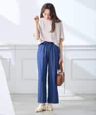 K3LGD15049 a.v.v Elmi(アー・ヴェ・ヴェ) 【低身長サイズ/接触冷感/速乾/UVカット/イージーケア】イージーワイドパンツ グリーン