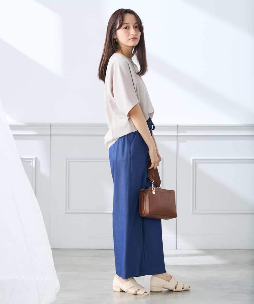 K3LGD15049 a.v.v Elmi(アー・ヴェ・ヴェ) 【低身長サイズ/接触冷感/速乾/UVカット/イージーケア】イージーワイドパンツ グリーン