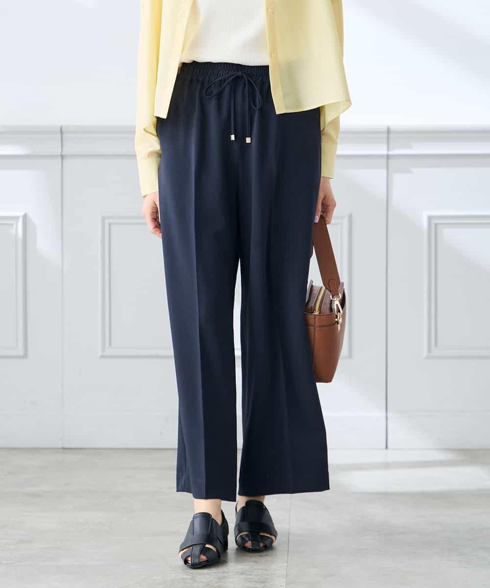 K3LGD15049 a.v.v Elmi(アー・ヴェ・ヴェ) 【低身長サイズ/接触冷感/速乾/UVカット/イージーケア】イージーワイドパンツ グリーン