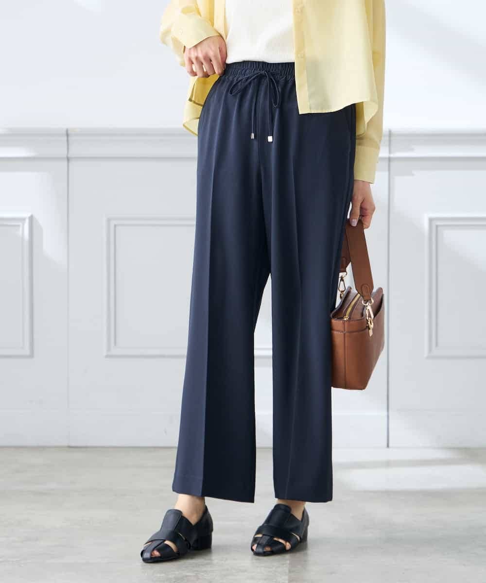 K3LGD15049 a.v.v Elmi(アー・ヴェ・ヴェ) 【低身長サイズ/接触冷感/速乾/UVカット/イージーケア】イージーワイドパンツ グリーン