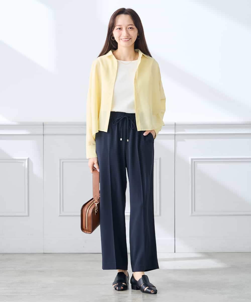 K3LGD15049 a.v.v Elmi(アー・ヴェ・ヴェ) 【低身長サイズ/接触冷感/速乾/UVカット/イージーケア】イージーワイドパンツ グリーン