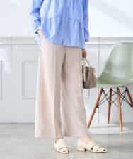 K3LGD15049 a.v.v Elmi(アー・ヴェ・ヴェ) 【低身長サイズ/接触冷感/速乾/UVカット/イージーケア】イージーワイドパンツ グリーン