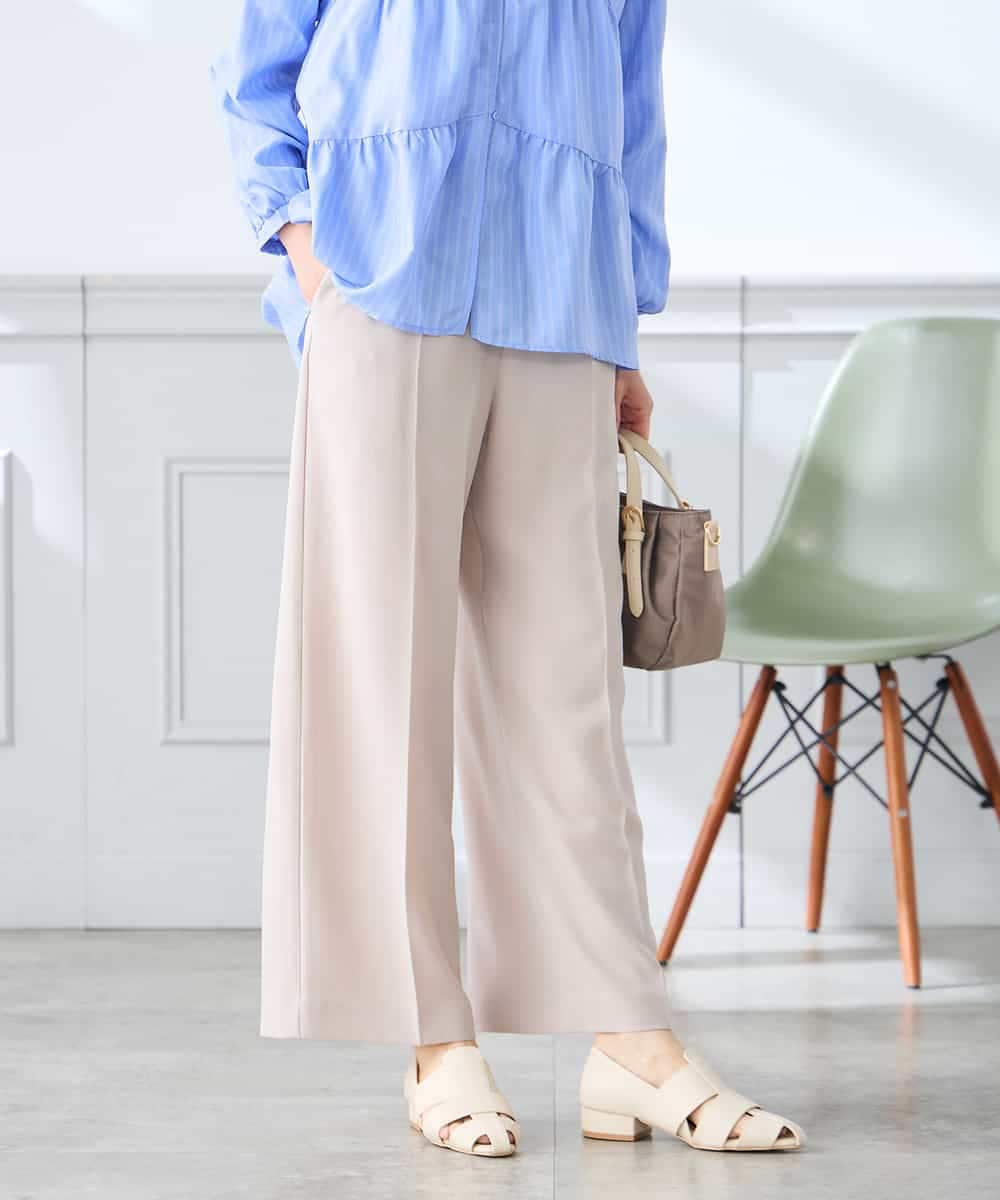 K3LGD15049 a.v.v Elmi(アー・ヴェ・ヴェ) 【低身長サイズ/接触冷感/速乾/UVカット/イージーケア】イージーワイドパンツ グリーン