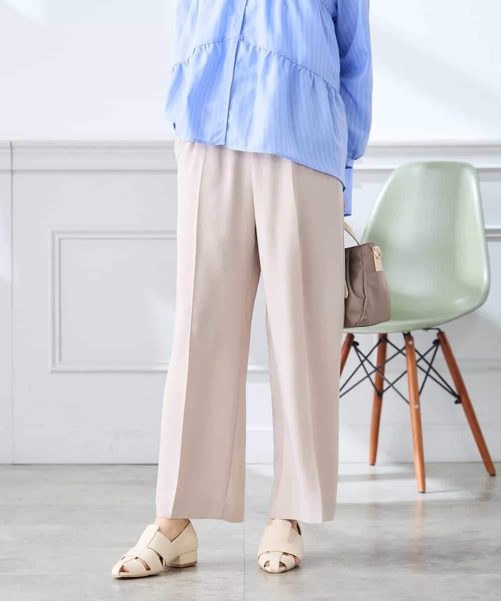 K3LGD15049 a.v.v Elmi(アー・ヴェ・ヴェ) 【低身長サイズ/接触冷感/速乾/UVカット/イージーケア】イージーワイドパンツ グリーン