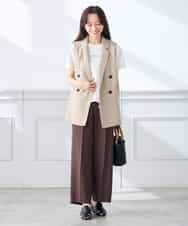 K3LGD15049 a.v.v Elmi(アー・ヴェ・ヴェ) 【低身長サイズ/接触冷感/速乾/UVカット/イージーケア】イージーワイドパンツ グリーン