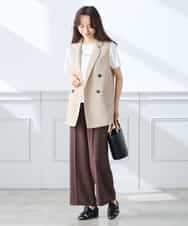 K3LGD15049 a.v.v Elmi(アー・ヴェ・ヴェ) 【低身長サイズ/接触冷感/速乾/UVカット/イージーケア】イージーワイドパンツ グリーン