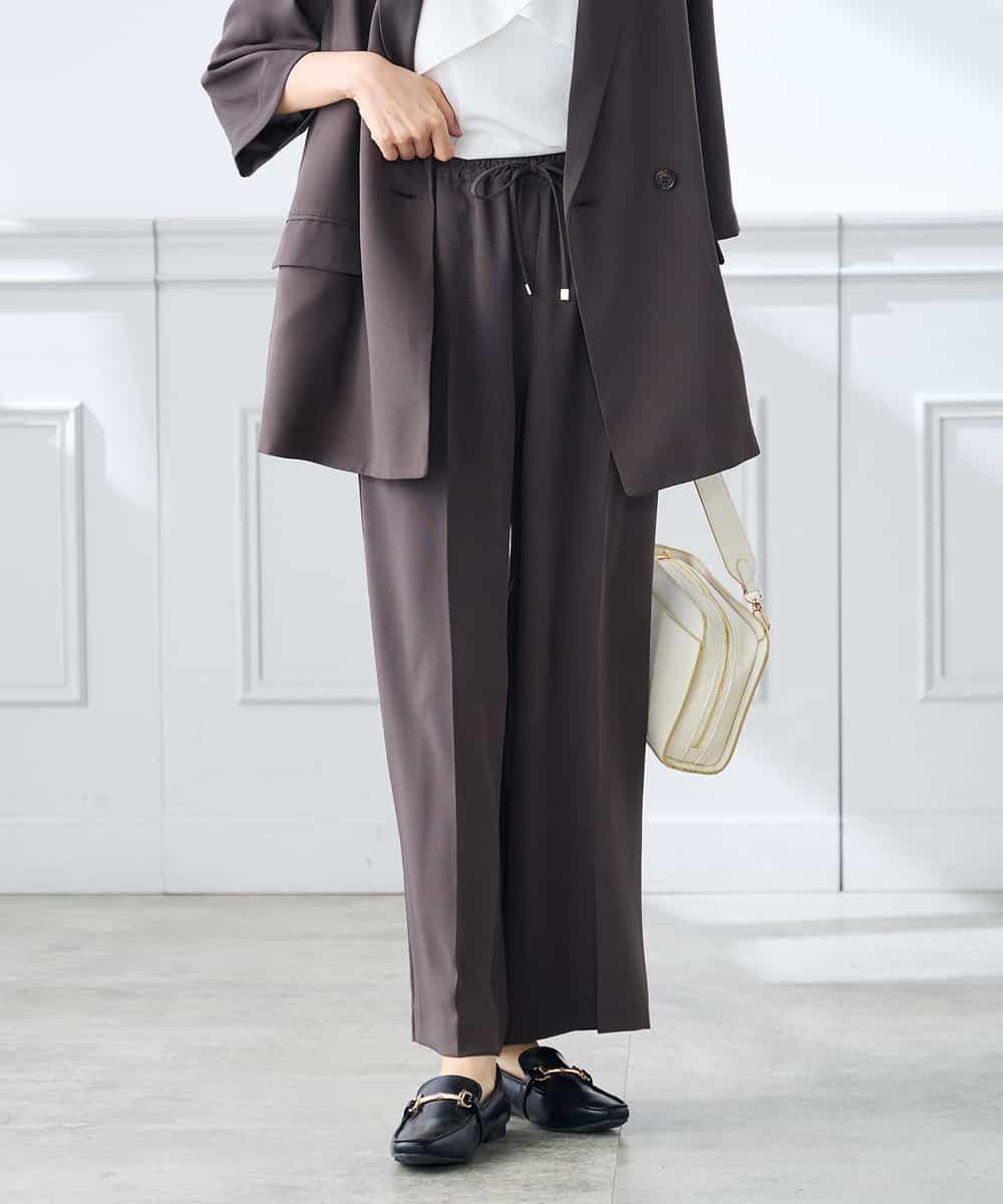 K3LGD15049 a.v.v Elmi(アー・ヴェ・ヴェ) 【低身長サイズ/接触冷感/速乾/UVカット/イージーケア】イージーワイドパンツ グリーン