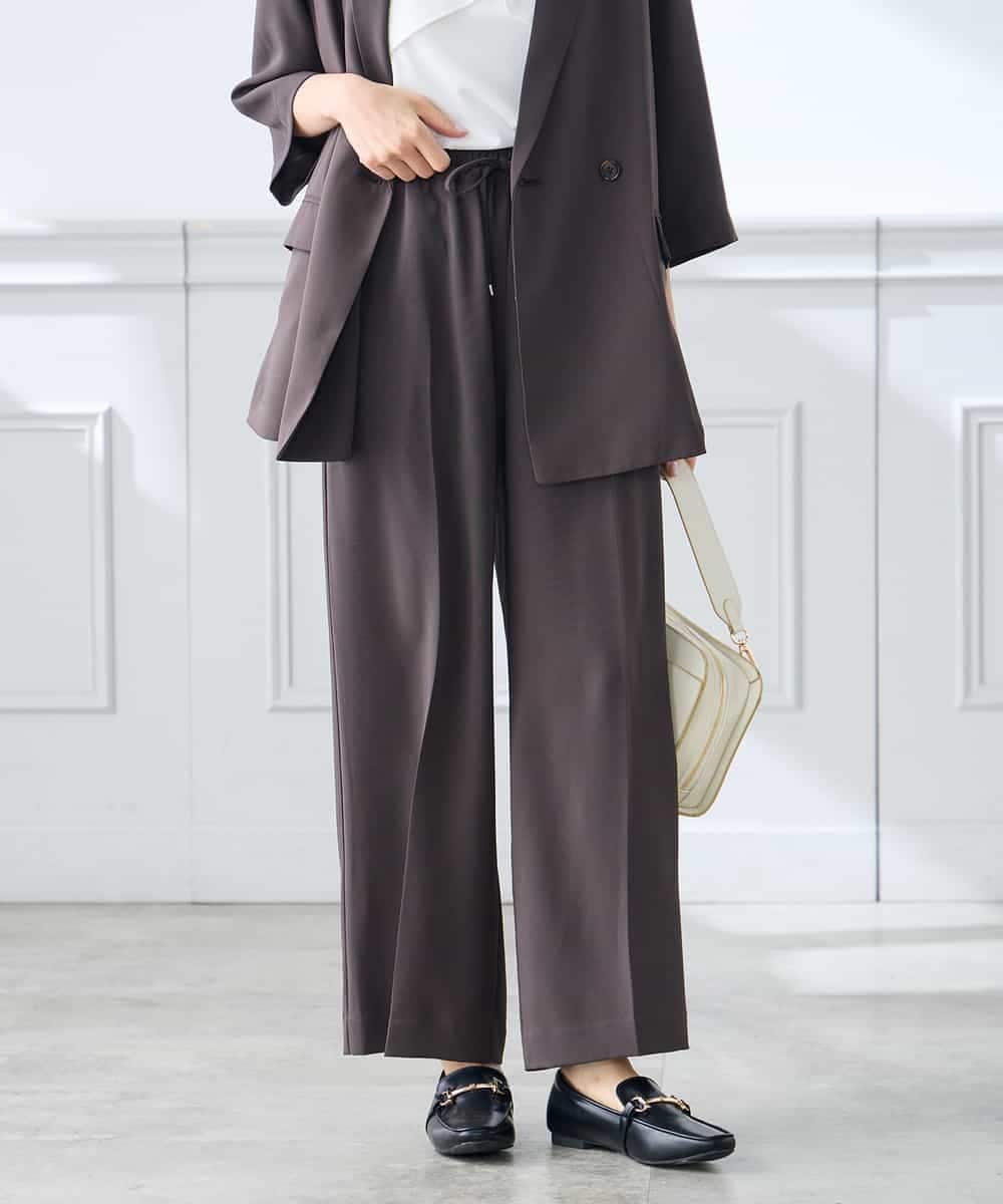 K3LGD15049 a.v.v Elmi(アー・ヴェ・ヴェ) 【低身長サイズ/接触冷感/速乾/UVカット/イージーケア】イージーワイドパンツ グリーン