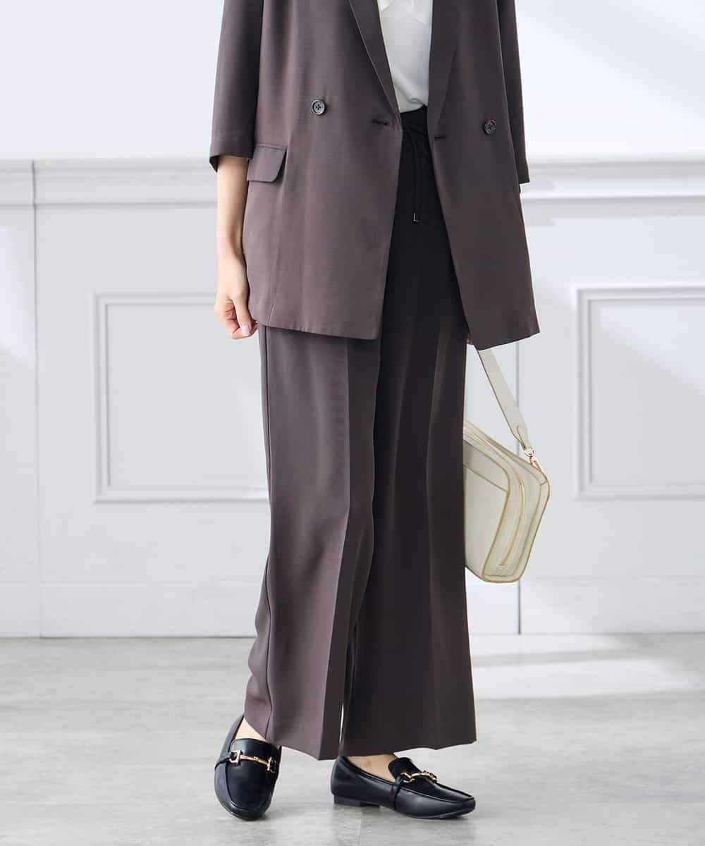 K3LGD15049 a.v.v Elmi(アー・ヴェ・ヴェ) 【低身長サイズ/接触冷感/速乾/UVカット/イージーケア】イージーワイドパンツ グリーン