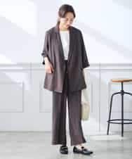 K3LGD15049 a.v.v Elmi(アー・ヴェ・ヴェ) 【低身長サイズ/接触冷感/速乾/UVカット/イージーケア】イージーワイドパンツ グリーン