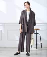 K3LGD15049 a.v.v Elmi(アー・ヴェ・ヴェ) 【低身長サイズ/接触冷感/速乾/UVカット/イージーケア】イージーワイドパンツ グリーン