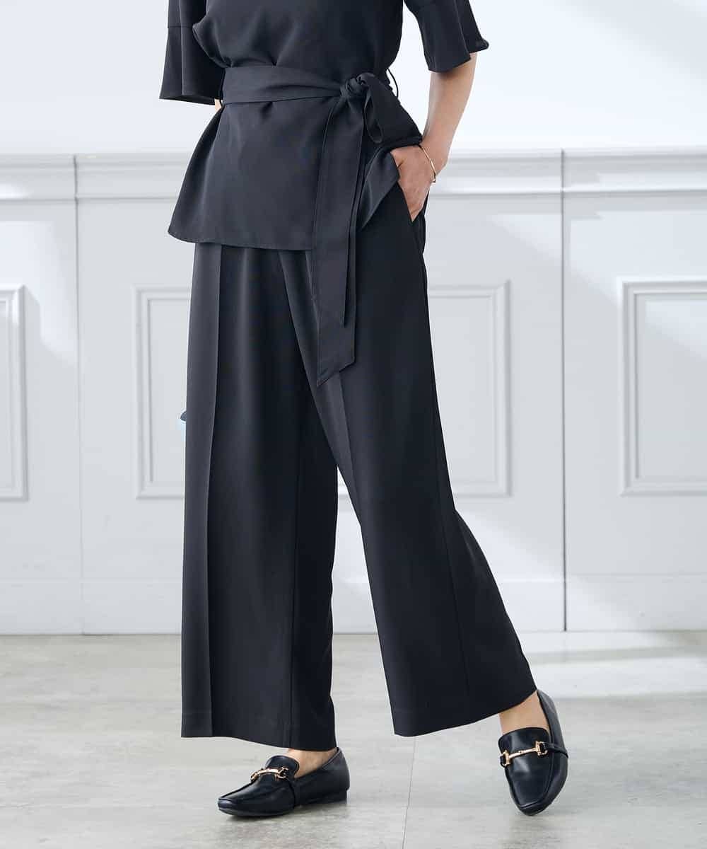 K3LGD15049 a.v.v Elmi(アー・ヴェ・ヴェ) 【低身長サイズ/接触冷感/速乾/UVカット/イージーケア】イージーワイドパンツ グリーン