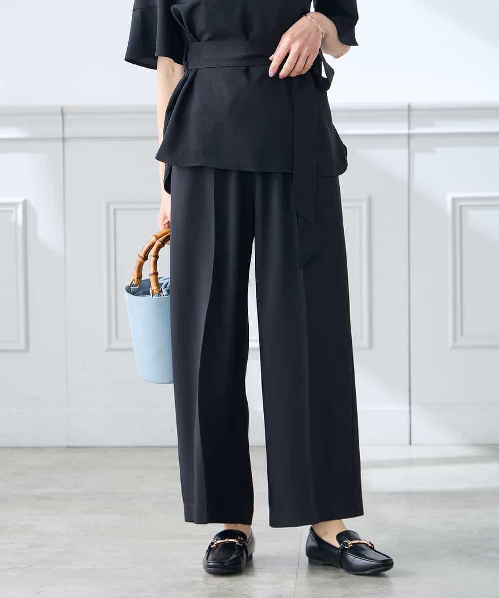 K3LGD15049 a.v.v Elmi(アー・ヴェ・ヴェ) 【低身長サイズ/接触冷感/速乾/UVカット/イージーケア】イージーワイドパンツ グリーン