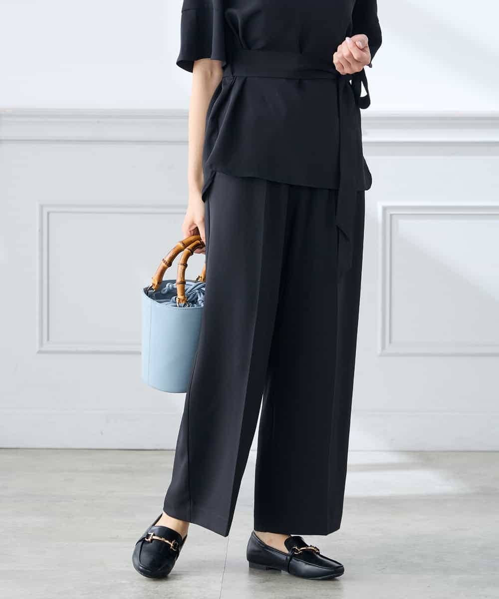 K3LGD15049 a.v.v Elmi(アー・ヴェ・ヴェ) 【低身長サイズ/接触冷感/速乾/UVカット/イージーケア】イージーワイドパンツ グリーン