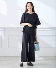 K3LGD15049 a.v.v Elmi(アー・ヴェ・ヴェ) 【低身長サイズ/接触冷感/速乾/UVカット/イージーケア】イージーワイドパンツ グリーン