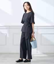 K3LGD15049 a.v.v Elmi(アー・ヴェ・ヴェ) 【低身長サイズ/接触冷感/速乾/UVカット/イージーケア】イージーワイドパンツ グリーン