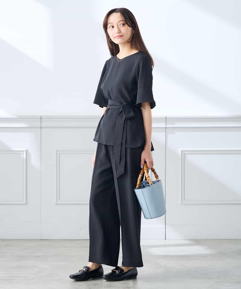 K3LGD15049 a.v.v Elmi(アー・ヴェ・ヴェ) 【低身長サイズ/接触冷感/速乾/UVカット/イージーケア】イージーワイドパンツ グリーン