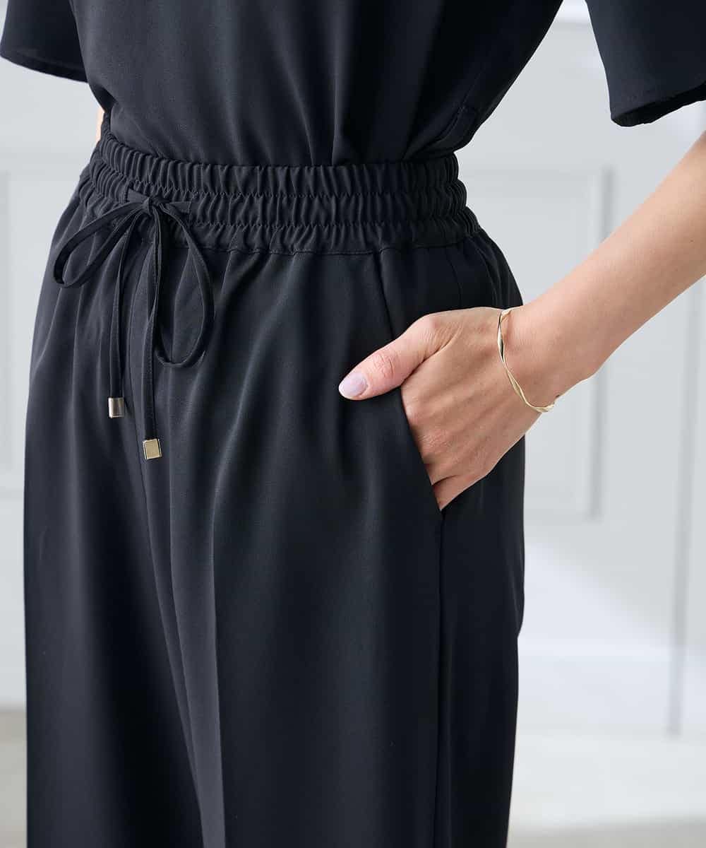 K3LGD15049 a.v.v Elmi(アー・ヴェ・ヴェ) 【低身長サイズ/接触冷感/速乾/UVカット/イージーケア】イージーワイドパンツ グリーン