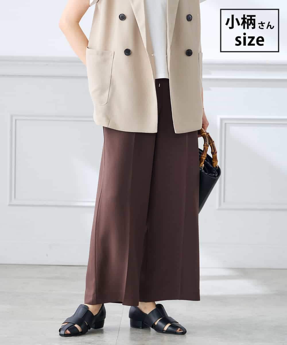 K3LGD15049 a.v.v Elmi(アー・ヴェ・ヴェ) 【低身長サイズ/接触冷感/速乾/UVカット/イージーケア】イージーワイドパンツ ブラウン