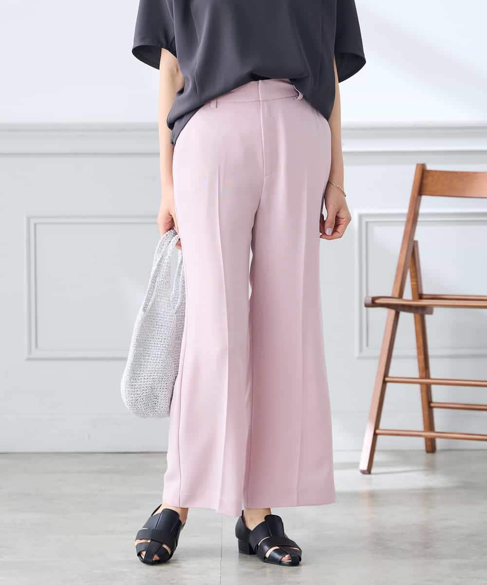 K3LGD16049 a.v.v Elmi(アー・ヴェ・ヴェ) 【低身長サイズ/接触冷感/速乾/UVカット/イージーケア】スッキリ見えストレートパンツ ピンク