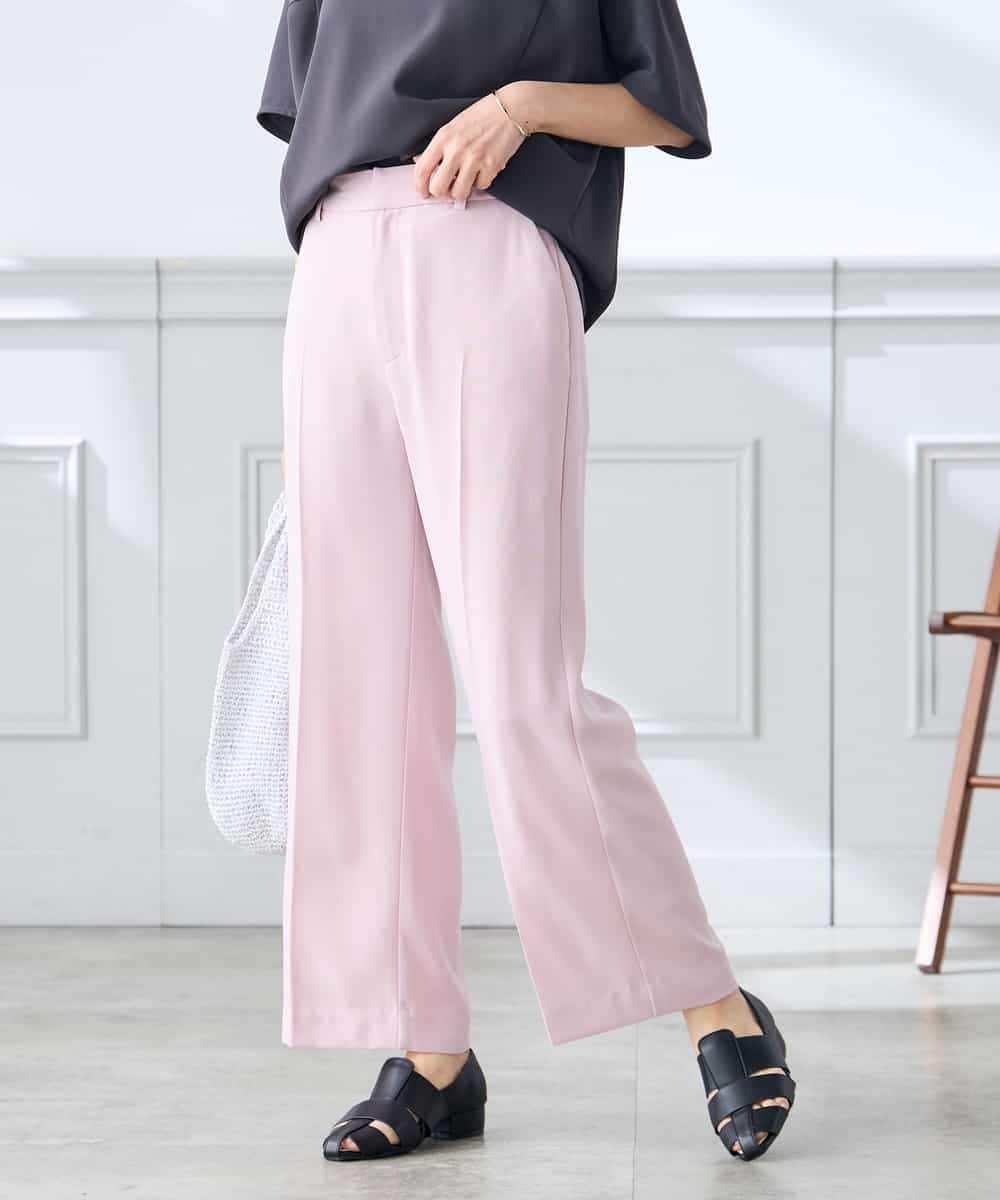 K3LGD16049 a.v.v Elmi(アー・ヴェ・ヴェ) 【低身長サイズ/接触冷感/速乾/UVカット/イージーケア】スッキリ見えストレートパンツ ピンク