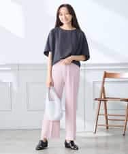 K3LGD16049 a.v.v Elmi(アー・ヴェ・ヴェ) 【低身長サイズ/接触冷感/速乾/UVカット/イージーケア】スッキリ見えストレートパンツ ピンク