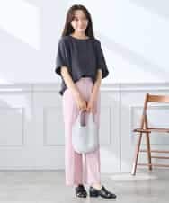 K3LGD16049 a.v.v Elmi(アー・ヴェ・ヴェ) 【低身長サイズ/接触冷感/速乾/UVカット/イージーケア】スッキリ見えストレートパンツ ピンク