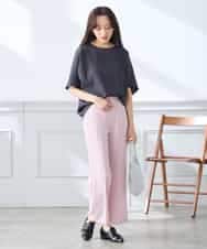 K3LGD16049 a.v.v Elmi(アー・ヴェ・ヴェ) 【低身長サイズ/接触冷感/速乾/UVカット/イージーケア】スッキリ見えストレートパンツ ピンク