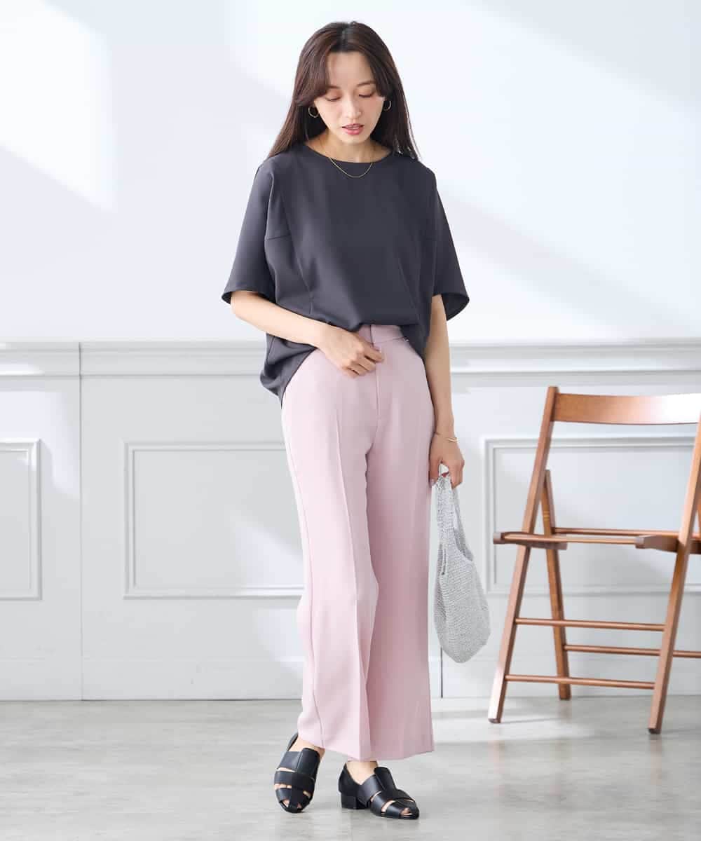 K3LGD16049 a.v.v Elmi(アー・ヴェ・ヴェ) 【低身長サイズ/接触冷感/速乾/UVカット/イージーケア】スッキリ見えストレートパンツ ピンク