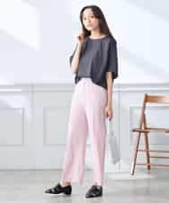 K3LGD16049 a.v.v Elmi(アー・ヴェ・ヴェ) 【低身長サイズ/接触冷感/速乾/UVカット/イージーケア】スッキリ見えストレートパンツ ピンク