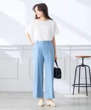 K3LGD16049 a.v.v Elmi(アー・ヴェ・ヴェ) 【低身長サイズ/接触冷感/速乾/UVカット/イージーケア】スッキリ見えストレートパンツ ピンク