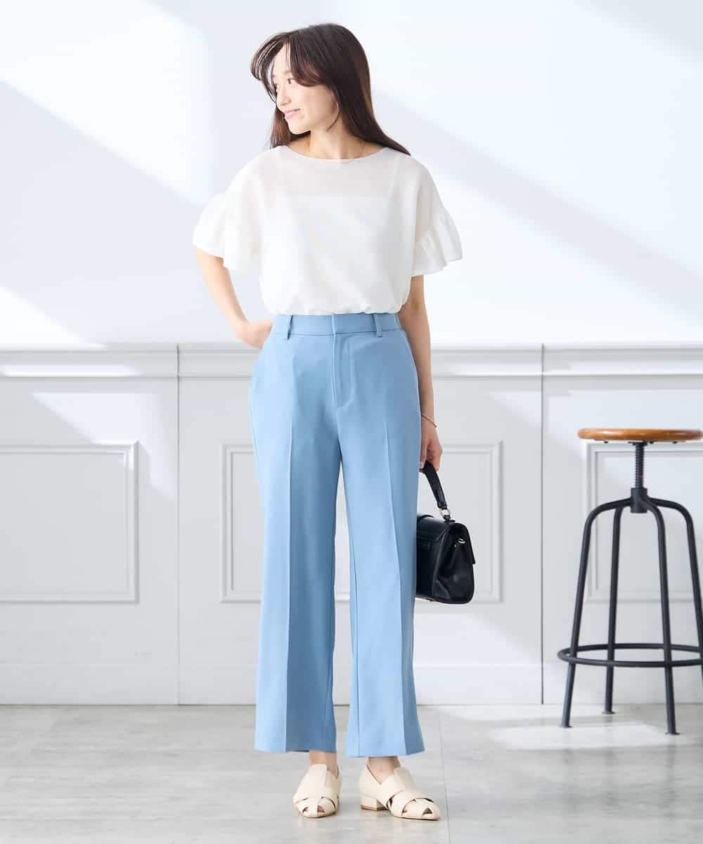 K3LGD16049 a.v.v Elmi(アー・ヴェ・ヴェ) 【低身長サイズ/接触冷感/速乾/UVカット/イージーケア】スッキリ見えストレートパンツ ピンク