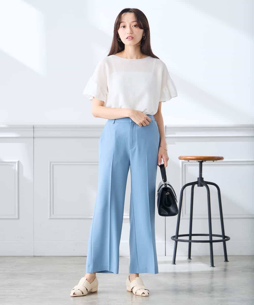 K3LGD16049 a.v.v Elmi(アー・ヴェ・ヴェ) 【低身長サイズ/接触冷感/速乾/UVカット/イージーケア】スッキリ見えストレートパンツ ピンク