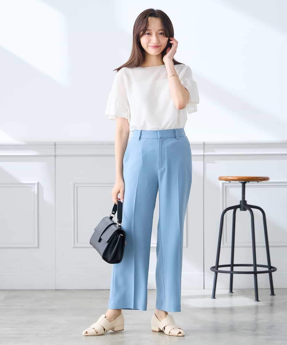 K3LGD16049 a.v.v Elmi(アー・ヴェ・ヴェ) 【低身長サイズ/接触冷感/速乾/UVカット/イージーケア】スッキリ見えストレートパンツ ピンク