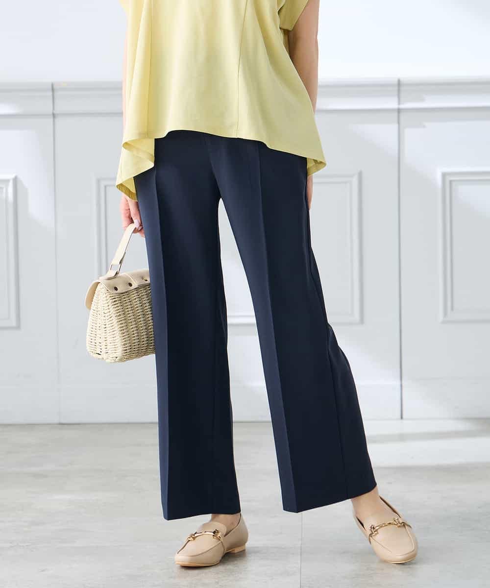 K3LGD16049 a.v.v Elmi(アー・ヴェ・ヴェ) 【低身長サイズ/接触冷感/速乾/UVカット/イージーケア】スッキリ見えストレートパンツ ピンク