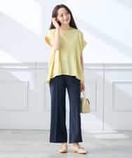 K3LGD16049 a.v.v Elmi(アー・ヴェ・ヴェ) 【低身長サイズ/接触冷感/速乾/UVカット/イージーケア】スッキリ見えストレートパンツ ピンク