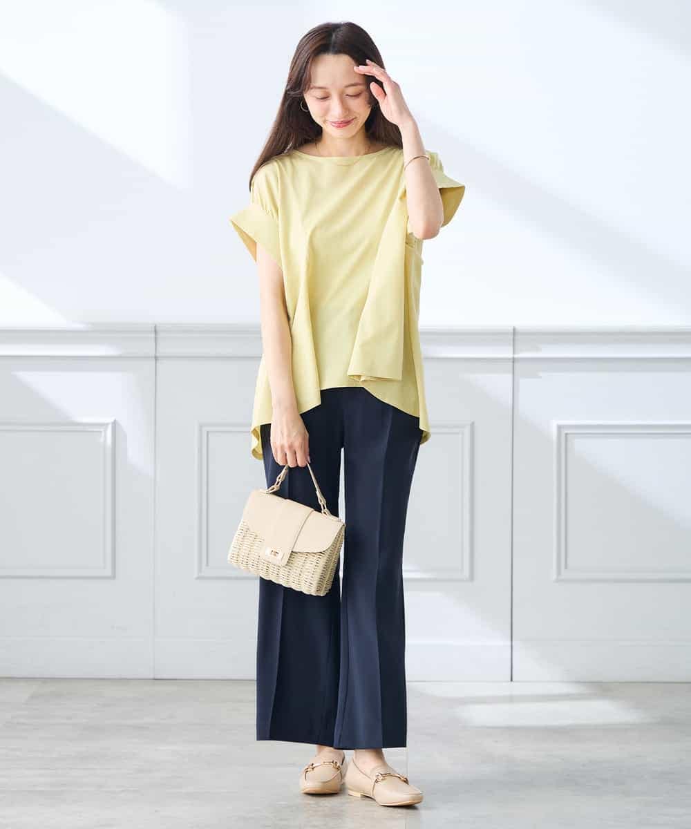 K3LGD16049 a.v.v Elmi(アー・ヴェ・ヴェ) 【低身長サイズ/接触冷感/速乾/UVカット/イージーケア】スッキリ見えストレートパンツ ピンク