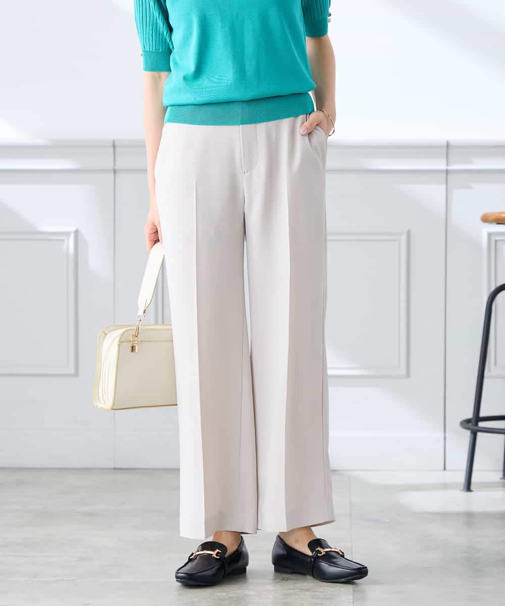 K3LGD16049 a.v.v Elmi(アー・ヴェ・ヴェ) 【低身長サイズ/接触冷感/速乾/UVカット/イージーケア】スッキリ見えストレートパンツ ピンク