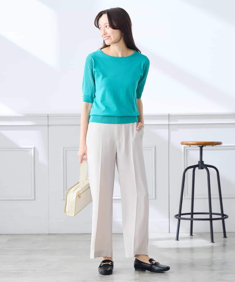 K3LGD16049 a.v.v Elmi(アー・ヴェ・ヴェ) 【低身長サイズ/接触冷感/速乾/UVカット/イージーケア】スッキリ見えストレートパンツ ピンク