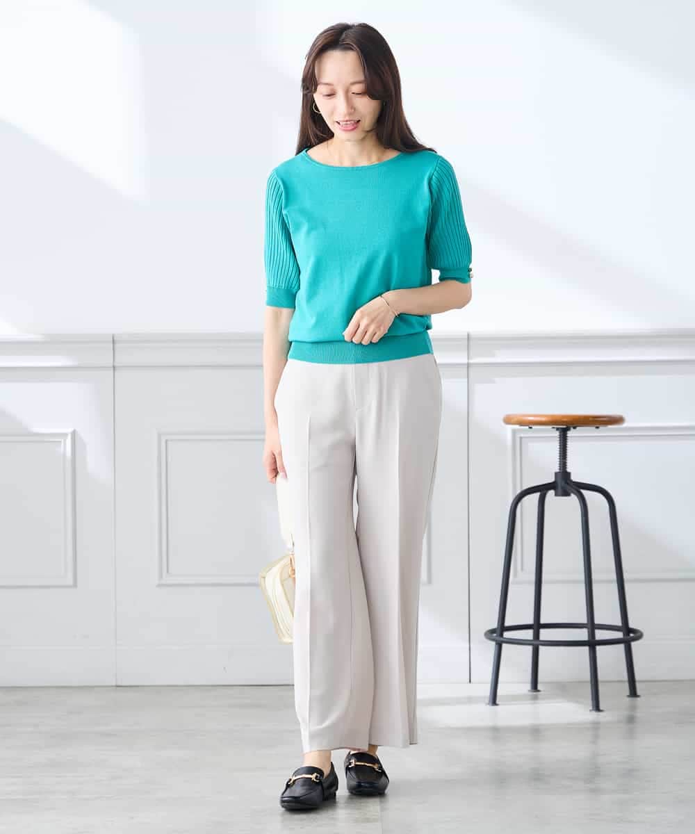 K3LGD16049 a.v.v Elmi(アー・ヴェ・ヴェ) 【低身長サイズ/接触冷感/速乾/UVカット/イージーケア】スッキリ見えストレートパンツ ピンク