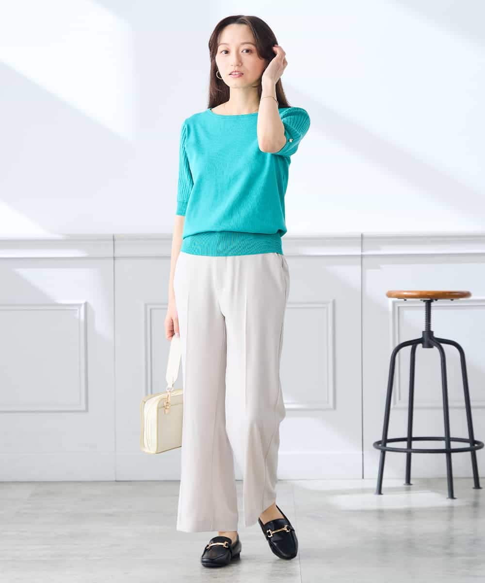 K3LGD16049 a.v.v Elmi(アー・ヴェ・ヴェ) 【低身長サイズ/接触冷感/速乾/UVカット/イージーケア】スッキリ見えストレートパンツ ピンク