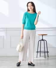 K3LGD16049 a.v.v Elmi(アー・ヴェ・ヴェ) 【低身長サイズ/接触冷感/速乾/UVカット/イージーケア】スッキリ見えストレートパンツ ピンク